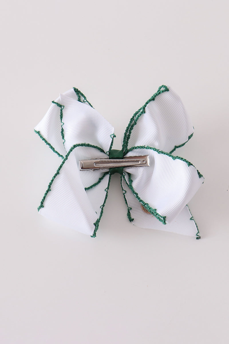 Reindeer embroidery crochet edge hair bow