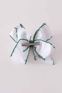 Reindeer embroidery crochet edge hair bow