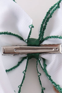 Reindeer embroidery crochet edge hair bow