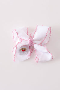 Santa claus embroidery crochet edge hair bow