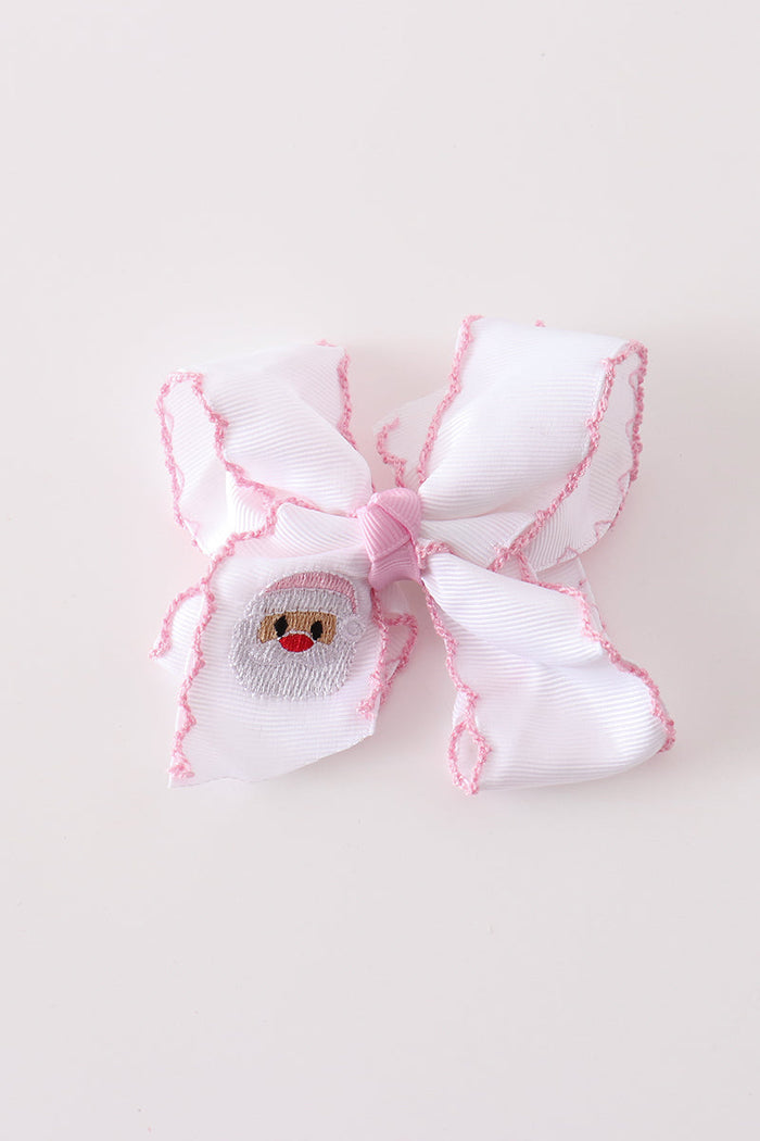 Santa claus embroidery crochet edge hair bow