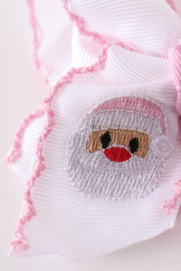 Santa claus embroidery crochet edge hair bow