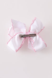 Santa claus embroidery crochet edge hair bow