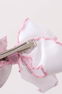 Santa claus embroidery crochet edge hair bow