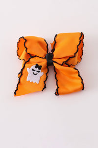 Ghost embroidery crochet edge hair bow