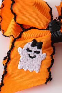 Ghost embroidery crochet edge hair bow