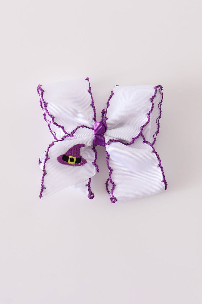 Witch hat embroidery crochet edge hair bow