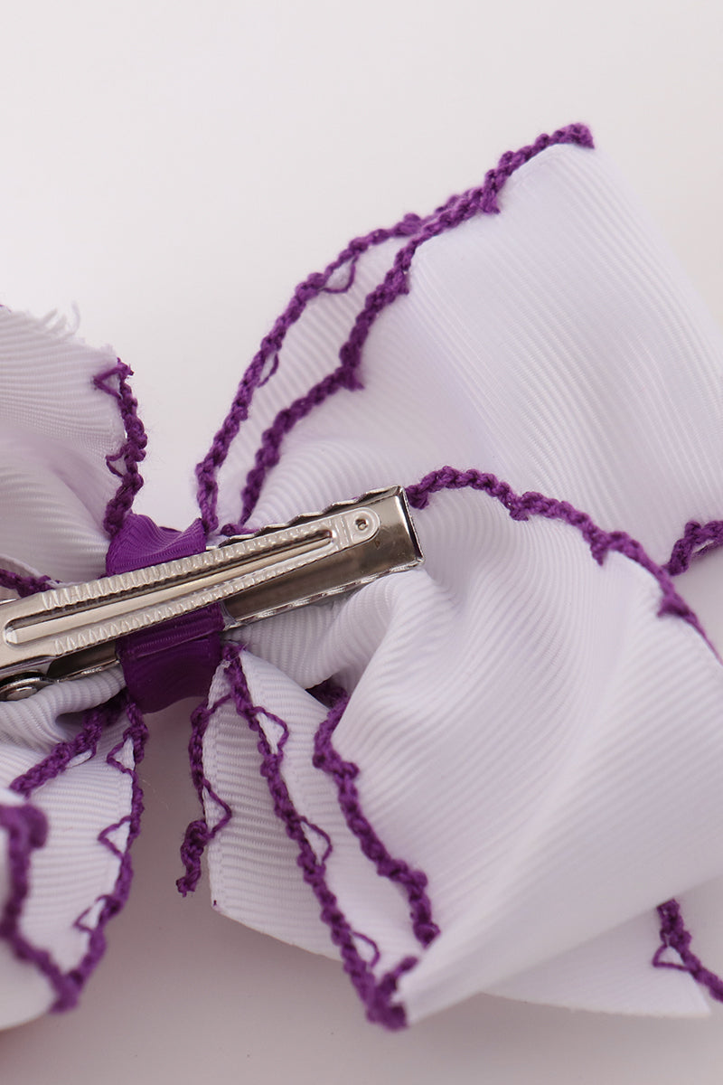 Witch hat embroidery crochet edge hair bow