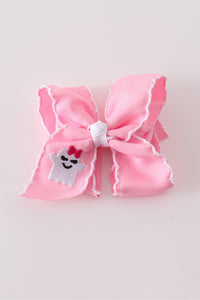 Ghost embroidery crochet edge hair bow