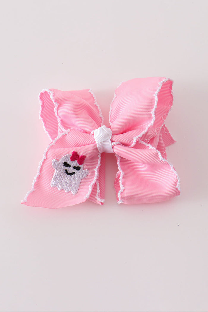 Ghost embroidery crochet edge hair bow