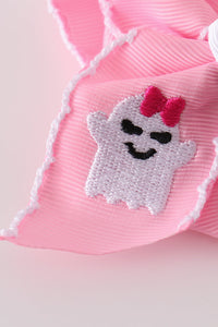 Ghost embroidery crochet edge hair bow