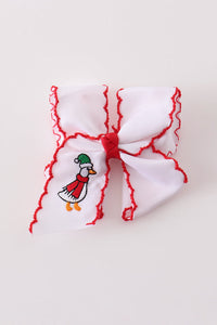 Goose embroidery crochet edge hair bow