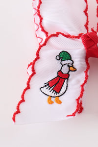 Goose embroidery crochet edge hair bow