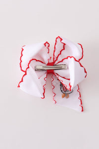 Goose embroidery crochet edge hair bow
