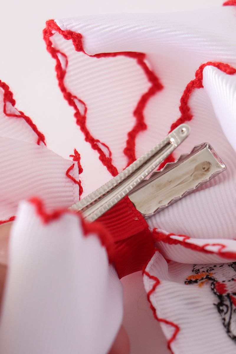 Goose embroidery crochet edge hair bow