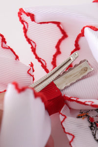 Goose embroidery crochet edge hair bow