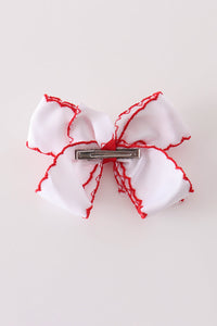 Reindeer embroidery crochet edge hair bow