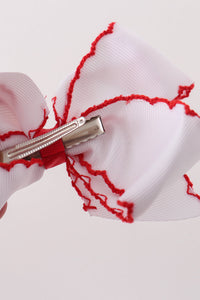Reindeer embroidery crochet edge hair bow