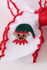 Snowman embroidery crochet edge hair bow