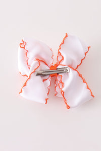 Jack-O-Lantern embroidery crochet edge hair bow