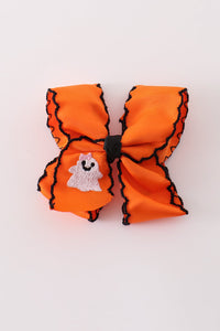 Ghost embroidery crochet edge hair bow