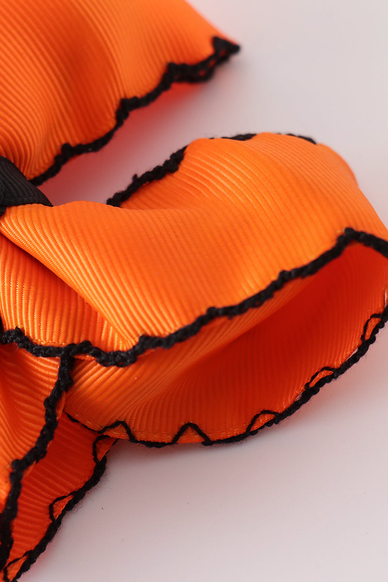 Ghost embroidery crochet edge hair bow