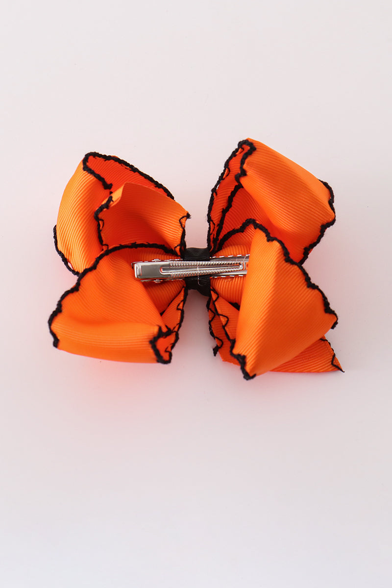 Ghost embroidery crochet edge hair bow