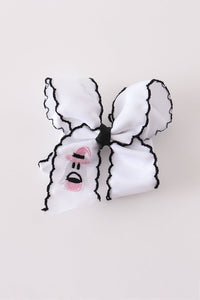 Ghost embroidery crochet edge hair bow