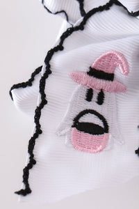 Ghost embroidery crochet edge hair bow