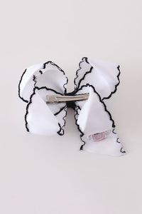 Ghost embroidery crochet edge hair bow