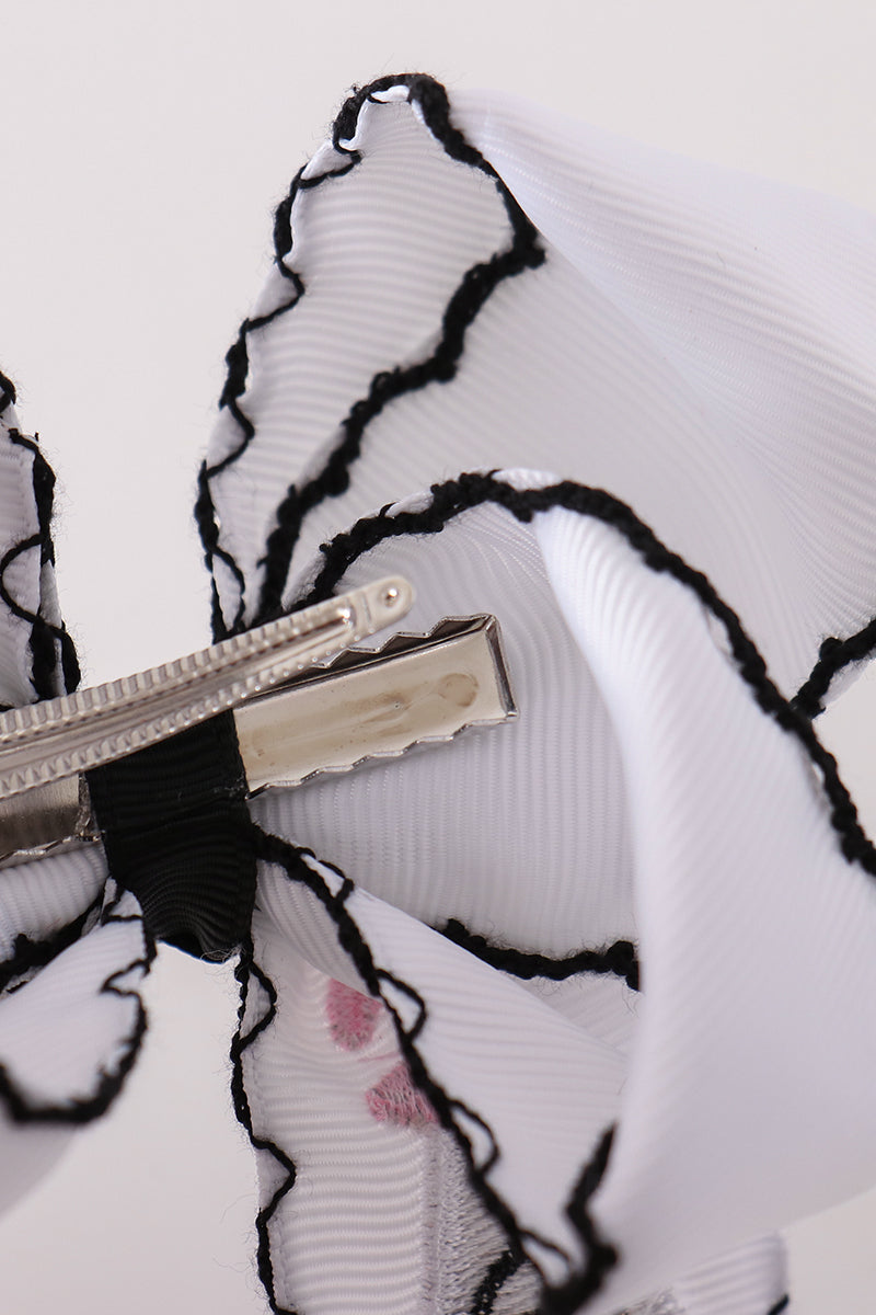 Ghost embroidery crochet edge hair bow