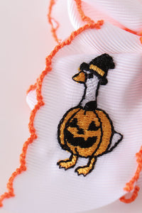 Goose pumpkin embroidery crochet edge hair bow
