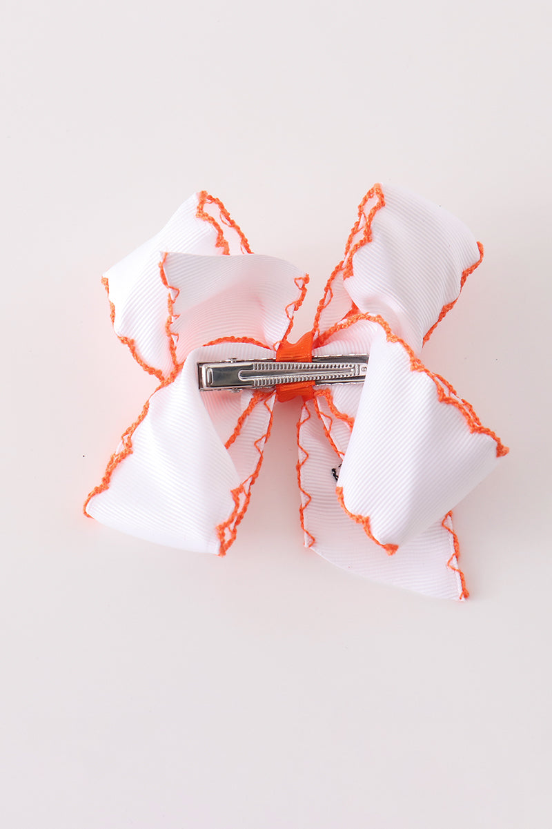 Goose pumpkin embroidery crochet edge hair bow