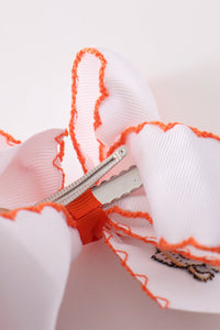 Goose pumpkin embroidery crochet edge hair bow