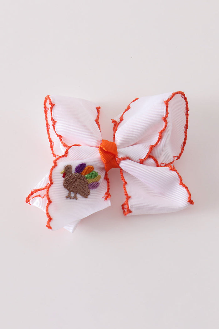 Turkey embroidery crochet edge hair bow
