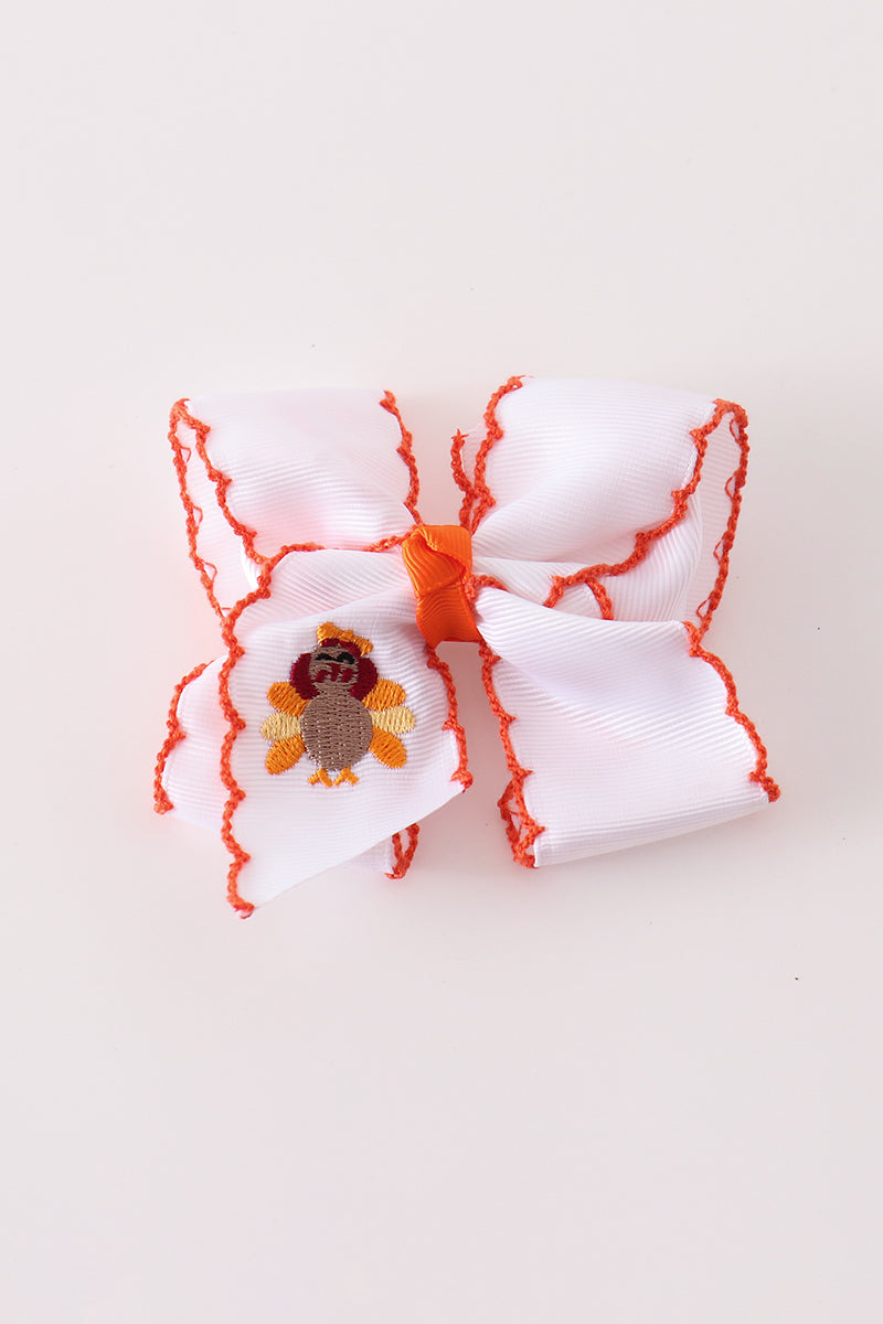 Turkey embroidery crochet edge hair bow