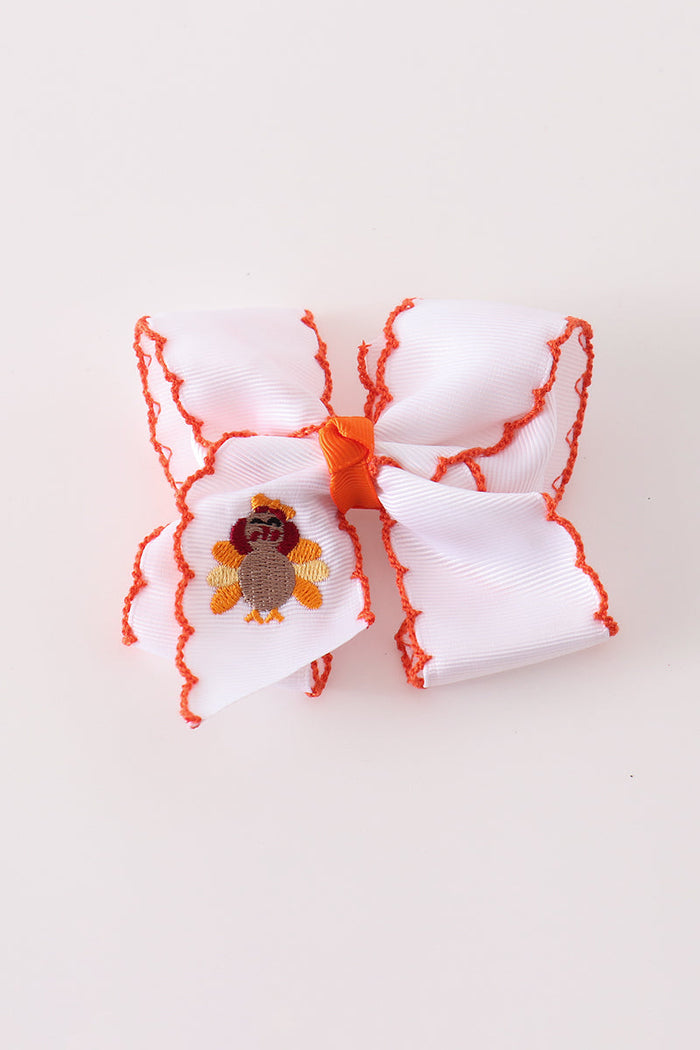 Turkey embroidery crochet edge hair bow