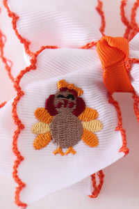 Turkey embroidery crochet edge hair bow