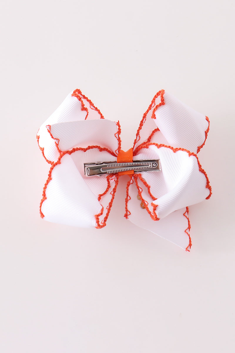 Turkey embroidery crochet edge hair bow