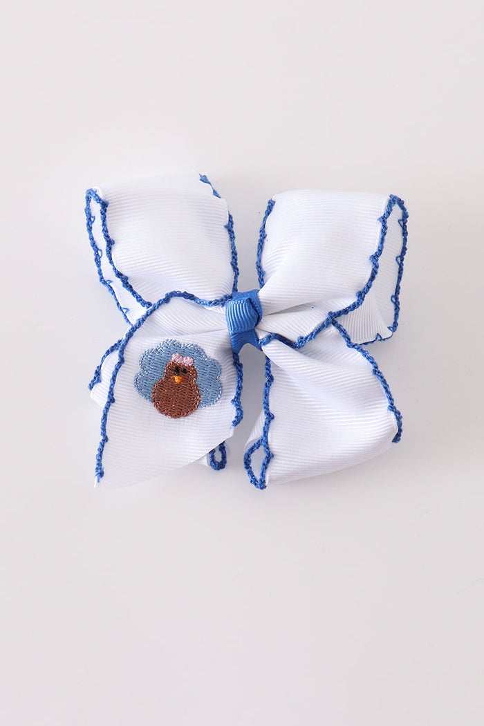 Turkey embroidery crochet edge hair bow