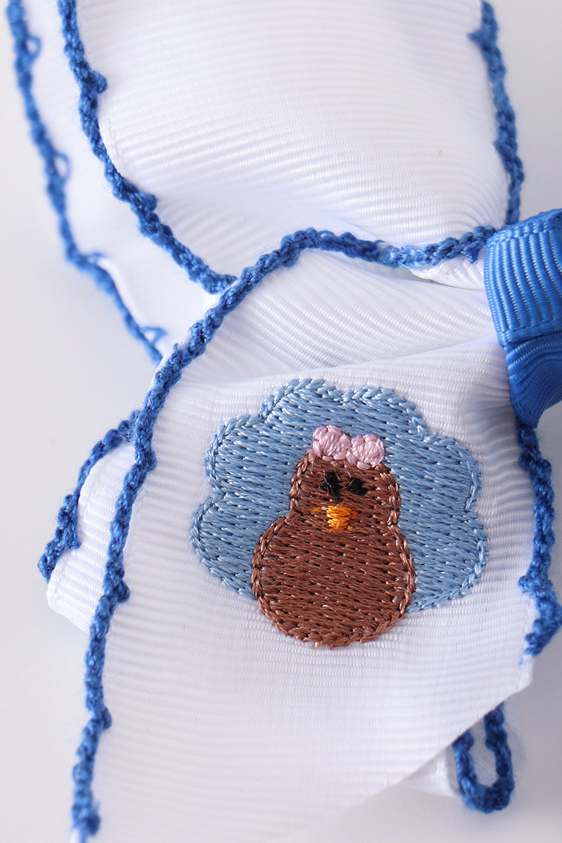 Turkey embroidery crochet edge hair bow