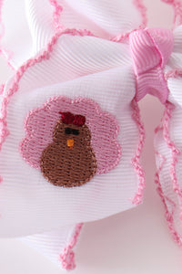Turkey embroidery crochet edge hair bow