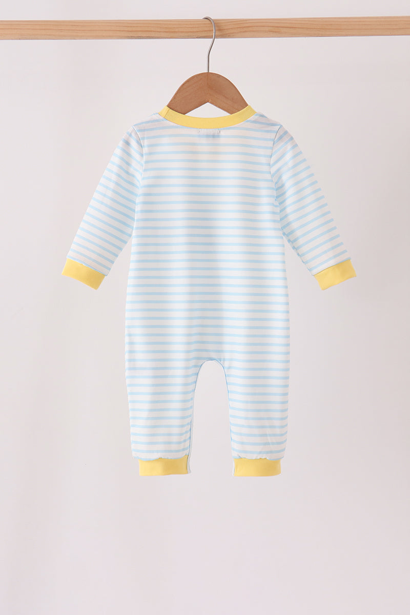 Excavator Applique Stripe Romper