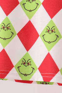 Grinch print ruffle pajama set