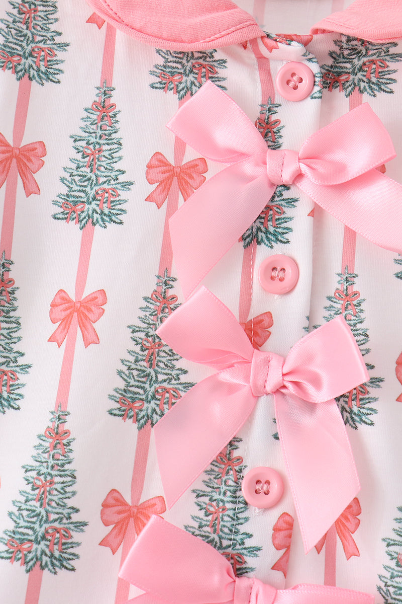 Christmas Tree Bow Ruffle Pajama Set