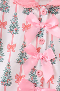 Christmas Tree Bow Ruffle Pajama Set