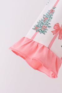 Christmas Tree Bow Ruffle Pajama Set