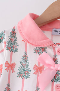 Christmas Tree Bow Ruffle Pajama Set