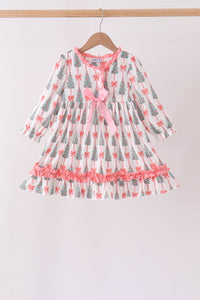 Christmas Tree Bow Ruffle Dress