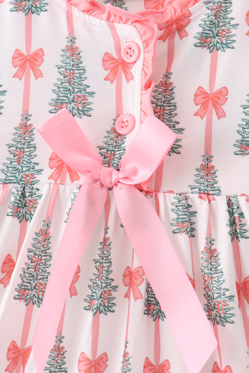 Christmas Tree Bow Ruffle Dress